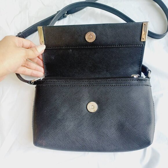 Calvin Klein Flap Signature Crossbody Bag Adjustable Strap Black - Picture 5 of 11